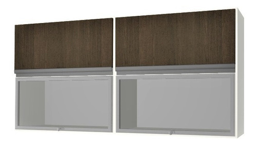 Alacena 120 X 60 X 30 Mueble Cocina Wengue Vidrio Rebatible