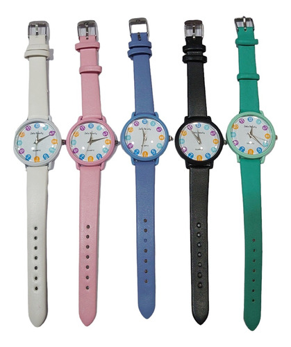 Relojes Pulsera Simil Cuero Malla Fina Pequeños Por 6