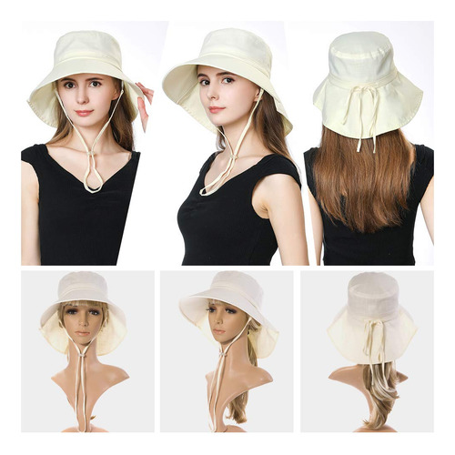 Gorra De Verano Para Mujer, Algodón, Upf 50, Con Cordón