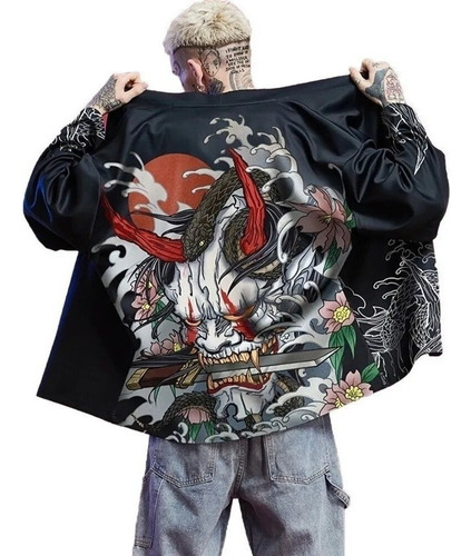 Kimono Japonés Urbano Ropa De Calle Hip Hop Oni Hannya Demon