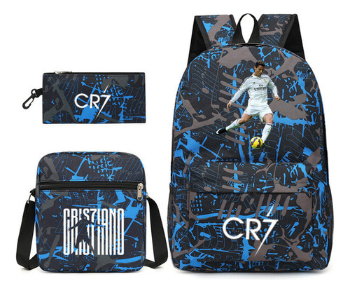 Mochila Football Star Cr7 Para Estudiantes, Juego De Tres Pi