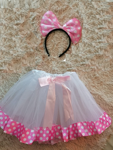 Falda Tutu Minnie Mouse Con Lazo Y Panty Blanca, Disfraz