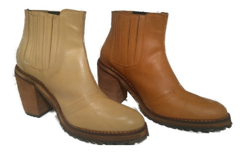 Bota Botineta Cuero Taco Foliado Modelo Perry Shoestore