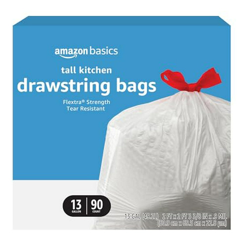 Bolsas De Basura Amazon Basics Flextra, 13 Galones, 90 Ud.