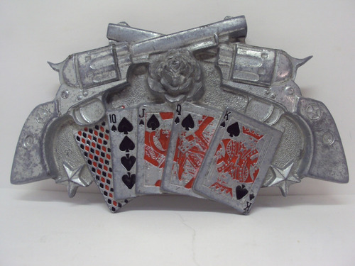 Imagen 3 de 10 de Un Joya , Hebilla Vaquera Guns And Roses And Cards Año 2003