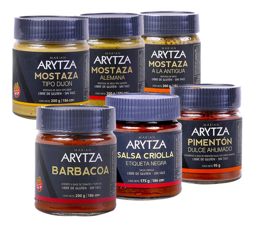 Pack De Salsas Y Mostazas Arytza - Curry, Chimi, Criolla