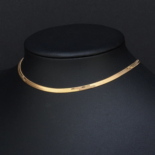 Imagem 3 de 6 de Colar Feminino Gargantilha Choker Laminada Folheado A Ouro