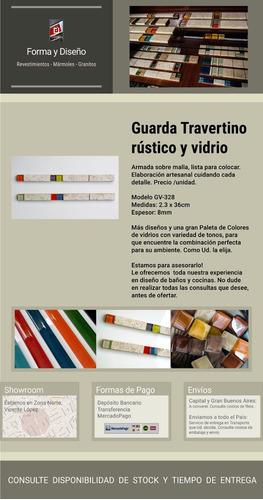 Imagen 2 de 7 de Guarda Travertino, Venecitas Vidrio, Gv328 - Forma Y Diseño