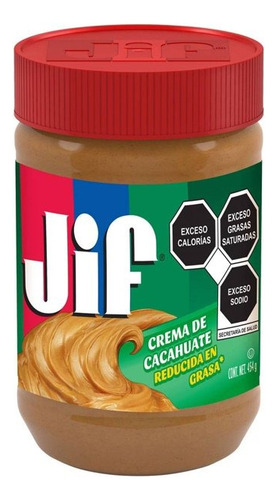 2 Pza Crema De Cacahuate Jif Reducida En Grasa 454 G