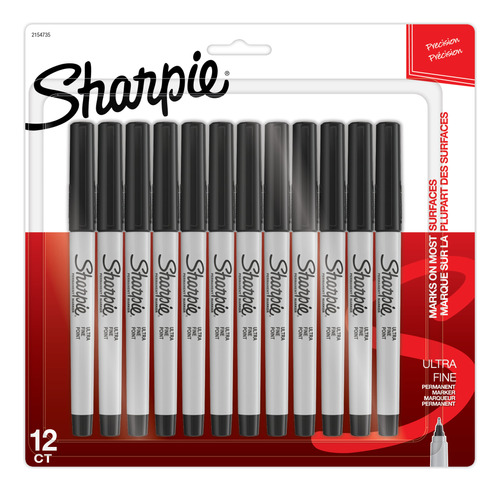 Marcadores Permanentes De Sharpie, Punto Ultra Fino, Negro,