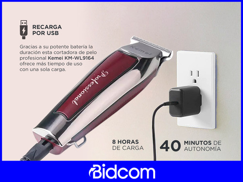 Cortadora De Pelo Profesional Kemei 3.7v Carga Usb Afeitador