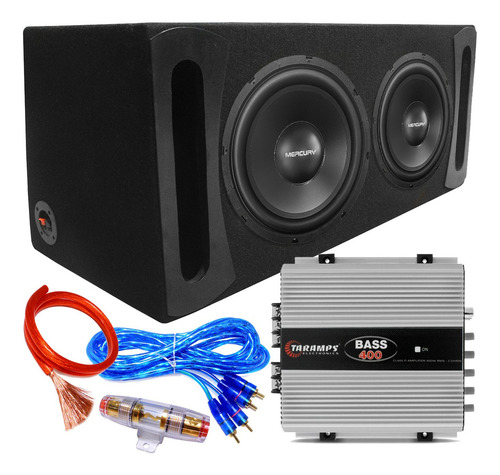 Combo Cajon Doble Subwoofer 12 200w Con Potencia Cables