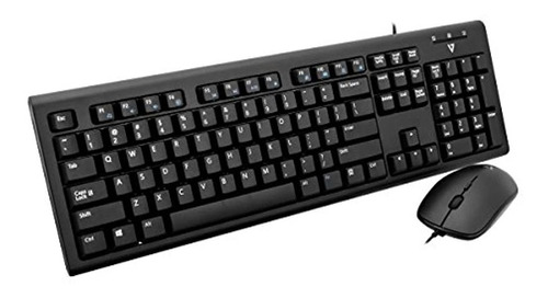 Combo De Teclado Y Ratón Con Cable V7, Negro