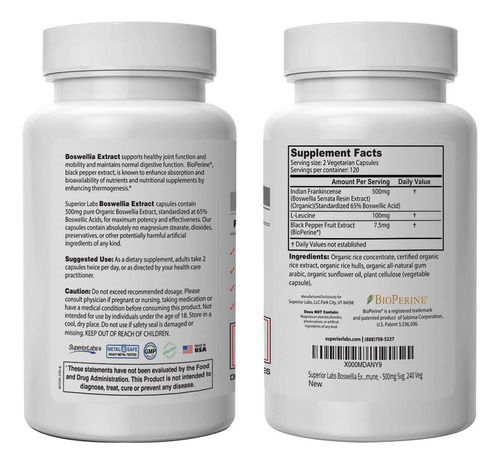 Boswellia Extract By Superior Labs - Non Synthetic, 500mg, 2
