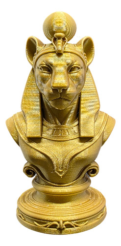 Figura Busto Diosa Egipcia Sekhmet 12cm Para Altar Dorado Oscuro