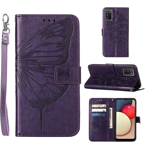 Funda Violeta Tipo Billetera Para Galaxy A02s