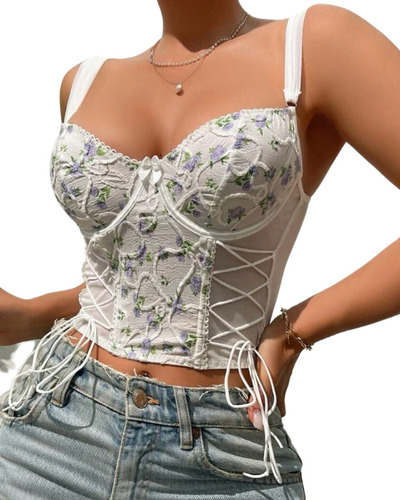 Corset Flores Lavanda Con Aro Top