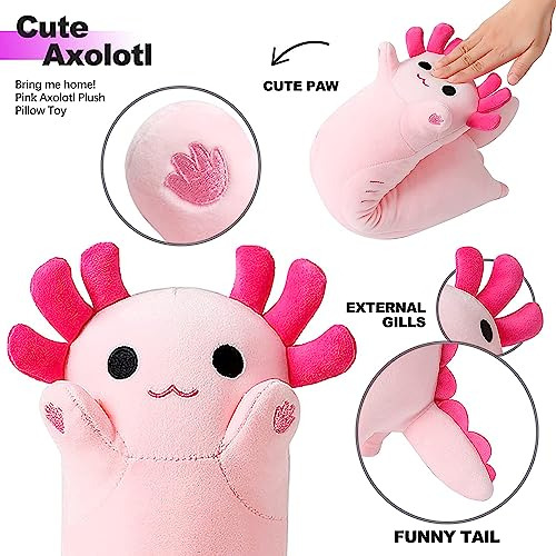 Peach Cat Pink Axolotl Peluche Almohada Juguete Lindo Axolot