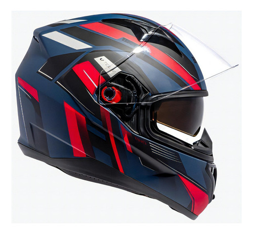 Capacete Moto Bieffe B-40 Vtour Com Óculos Interno Fumê Cor Azul Fosco com Vermelho Tamanho do capacete 56