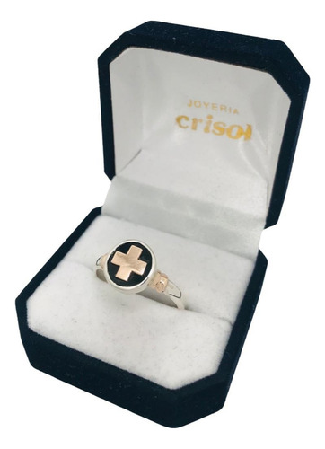 Anillo Plata Y Oro Enfermera Base De Ónix Cuerpo Fino (s48)