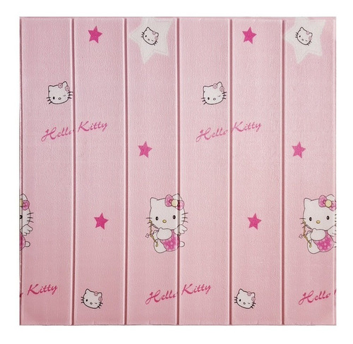 Painel Placa 3d Estilo Madeira Hello Kitty Adesiva 77 X 70