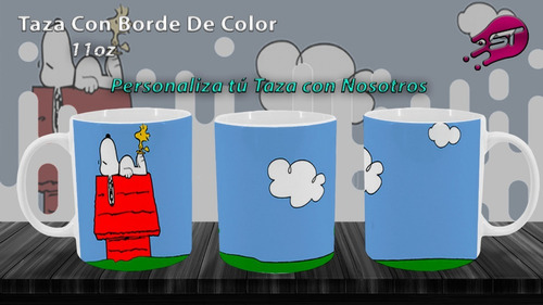 Imagen 1 de 1 de Taza Borde Color Azul Cielo Snoopy-003b