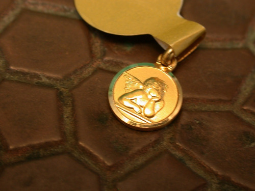 Medalla Oro 18k Angel Angelito Guarda Bautismo Unisex Luli