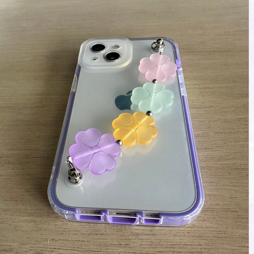 Funda Transparente Para iPhone Con Correa De Flores