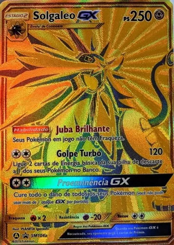 Carta Pokémon Lendário Solgaleo Gx Dourado Sol E Lua