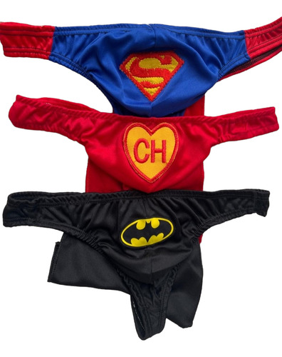 Tangas Hombre Batman Superman Heroe Licra Paquete 3 Piezas