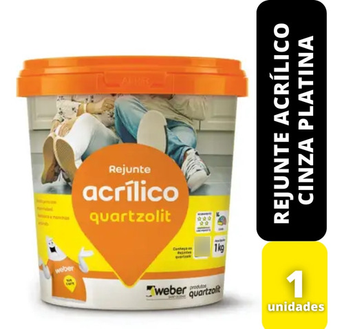 Rejunte Acrilico 1kg Cinza Platina Quartzolit