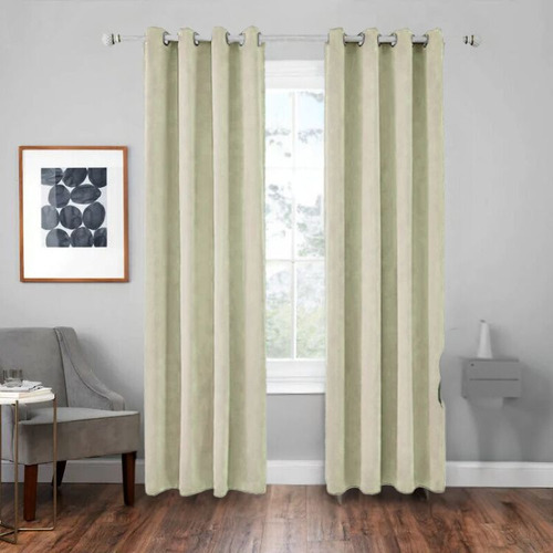 Cortina Con Aros En 2 Paños- 3mts Ancho X 2.30 Alto. - Crema