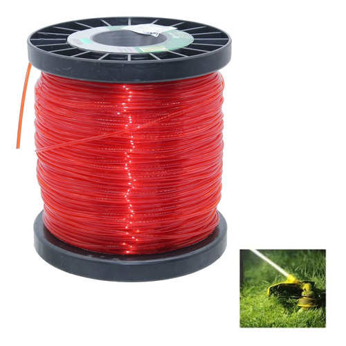 Rolo Fio Nylon P/ Roçadeira Linha Cortar Grama 2,4mm 194mts Cor Vermelho