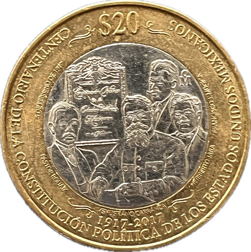 Moneda $20 Pesos Centenario Constitución Política 1917-2017