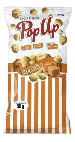 Pipoca Pop Up Sabor Caramelo 50g Especial - Kit 10 Unidades