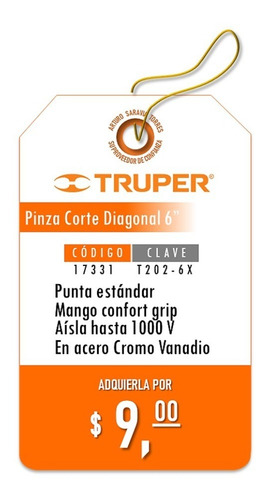 Pinza De Corte Diagonal 6 Truper 17331 1000voltios