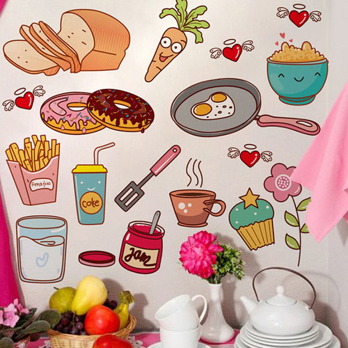 Pegatinas De Pared Para Nevera De Dibujos Animados Restauran