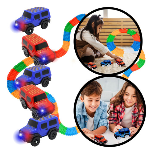 5 X Carrinho Pista Trilha Maluca Com 168 Bloquinhos P Montar Cor 5 X Carrinho 168 Bloquinhos
