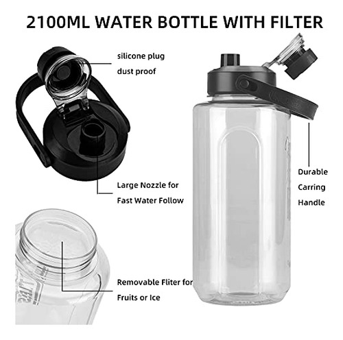 Botella De Agua Olerd De Medio Galón/64 Oz Con Asa, A Prueba