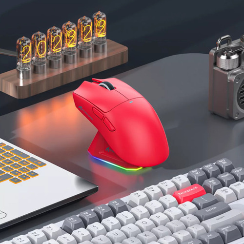 Mouse Gamer Attack Shark X11 Tri Mode 22000 Dpi Vermelho Vermelho