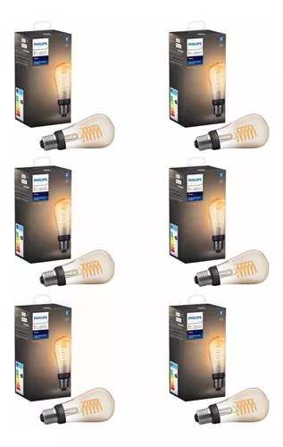 Pack 6 Ampolletas Philips Hue Vintage Filamento Edison St64