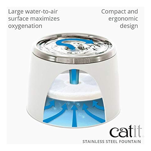 Catit Fresh  Fuente De Agua Potable Superior De Acero Inoxid