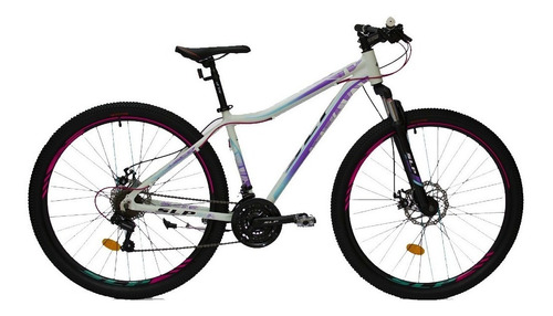 Imagen 1 de 1 de Mountain bike femenina SLP 25 Pro Lady R29 21v color blanco/negro/lila con pie de apoyo  