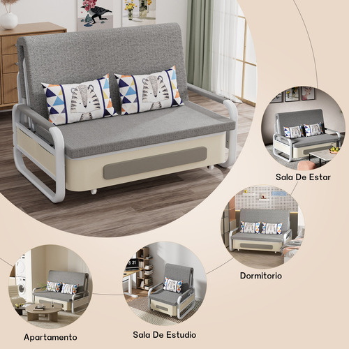 Sofá Cama Matrimonial Cozy Plegable Color Gris
