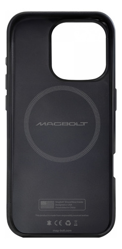 Capinha Capa Case Magbolt Defender Case Para iPhone 16 Pro Com Magsafe Em Couro Genuino E Espuma De Memória Espacial Anti-impacto - Preto