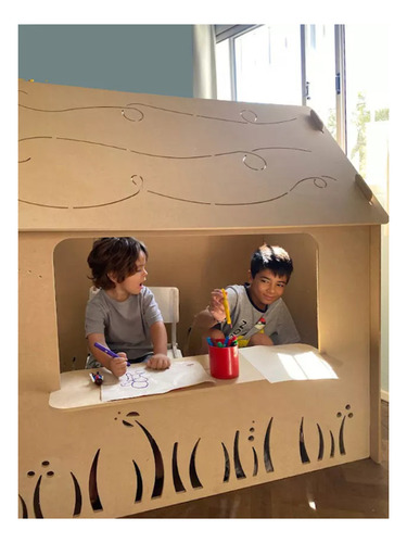 Casital Infantil De Madera Para Niños- La Mejor Diversion!! Beige Pasto