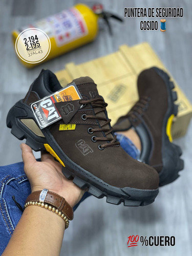 Zapatos De Seguridad Caterpillar En Cuero Para Hombre Cosido