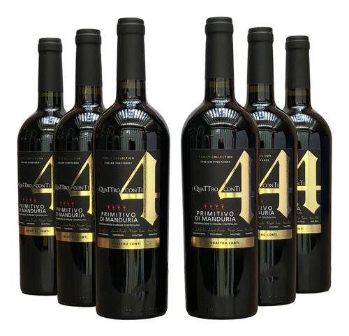 Vinho 4 Conti Primitivo Di Manduria Gold | Kit Com 6 Grfs