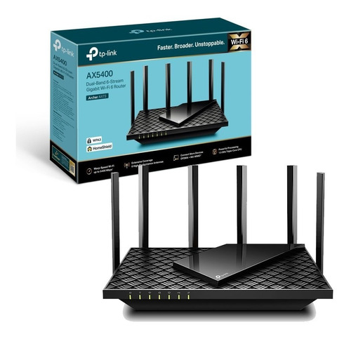Router TP-Link Archer Ax73 Wi-Fi 6 Ax5400 de doble banda, color negro, 110 V/220 V