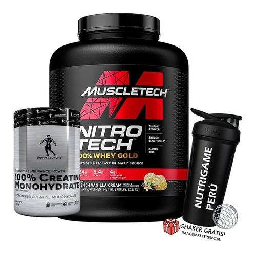 Pack Nitrotech Whey Gold 5lb + Creatina Kevin Levrone 500g 